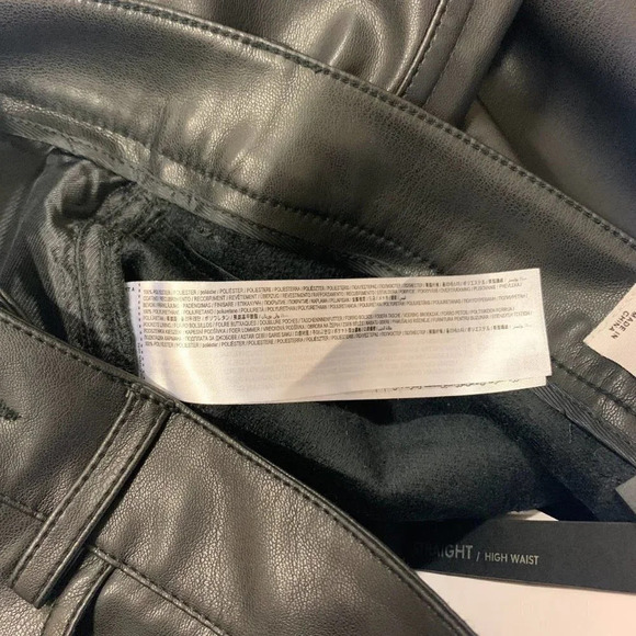 Mango MNG Women's Leather Effect High Waist Straight Pants Size 32 NWT‎ - Picture 10 of 16